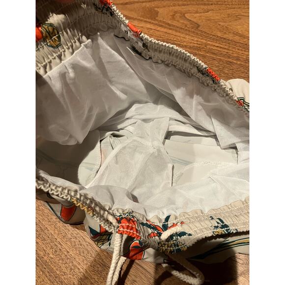 Duvin Swim Trunks Men’s M Cocktail Print Beige Board Shorts Mesh Liner Beach - Picture 4 of 8